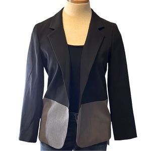 Aqua Open Front Color Block Blazer, Gray/Black, Small